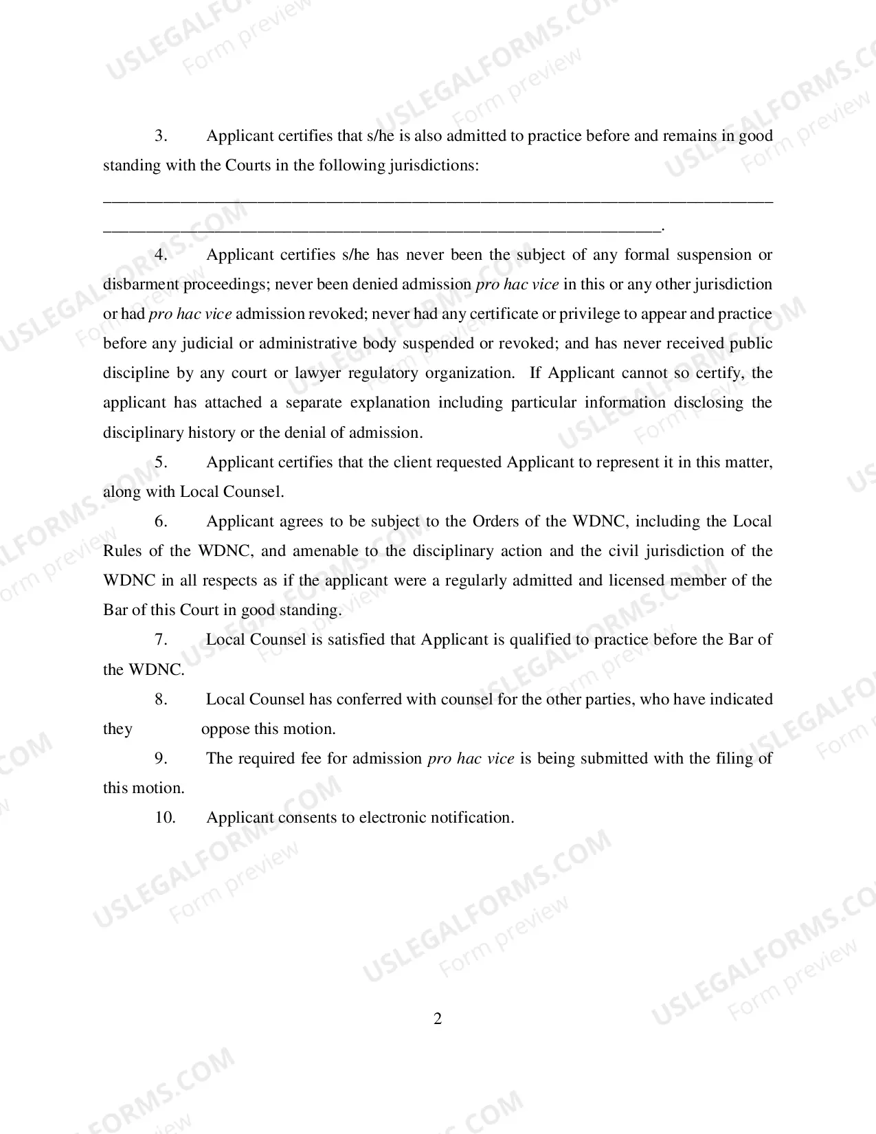 Preview Application for Admission Pro Hac Vice