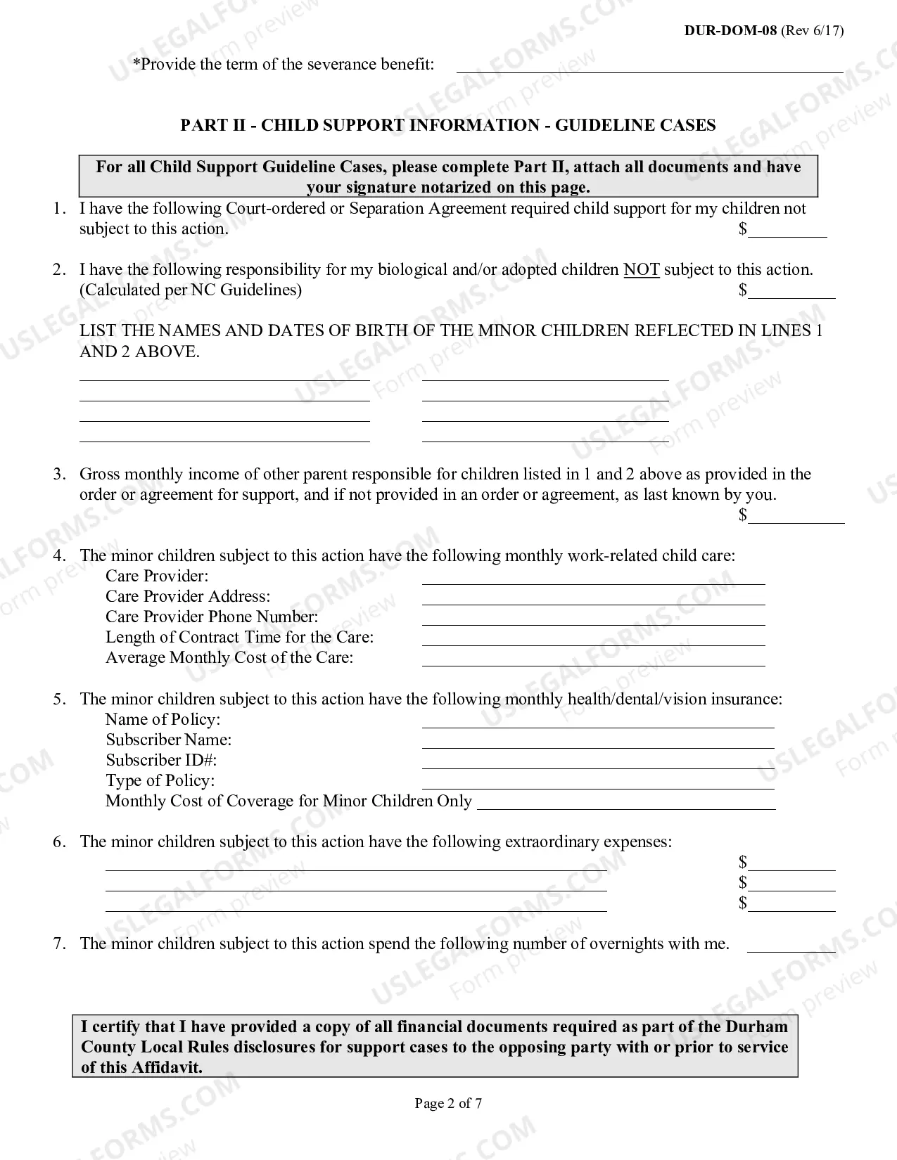Preview DUR-DOM-08 Financial Affidavit-Rev. 6/17)