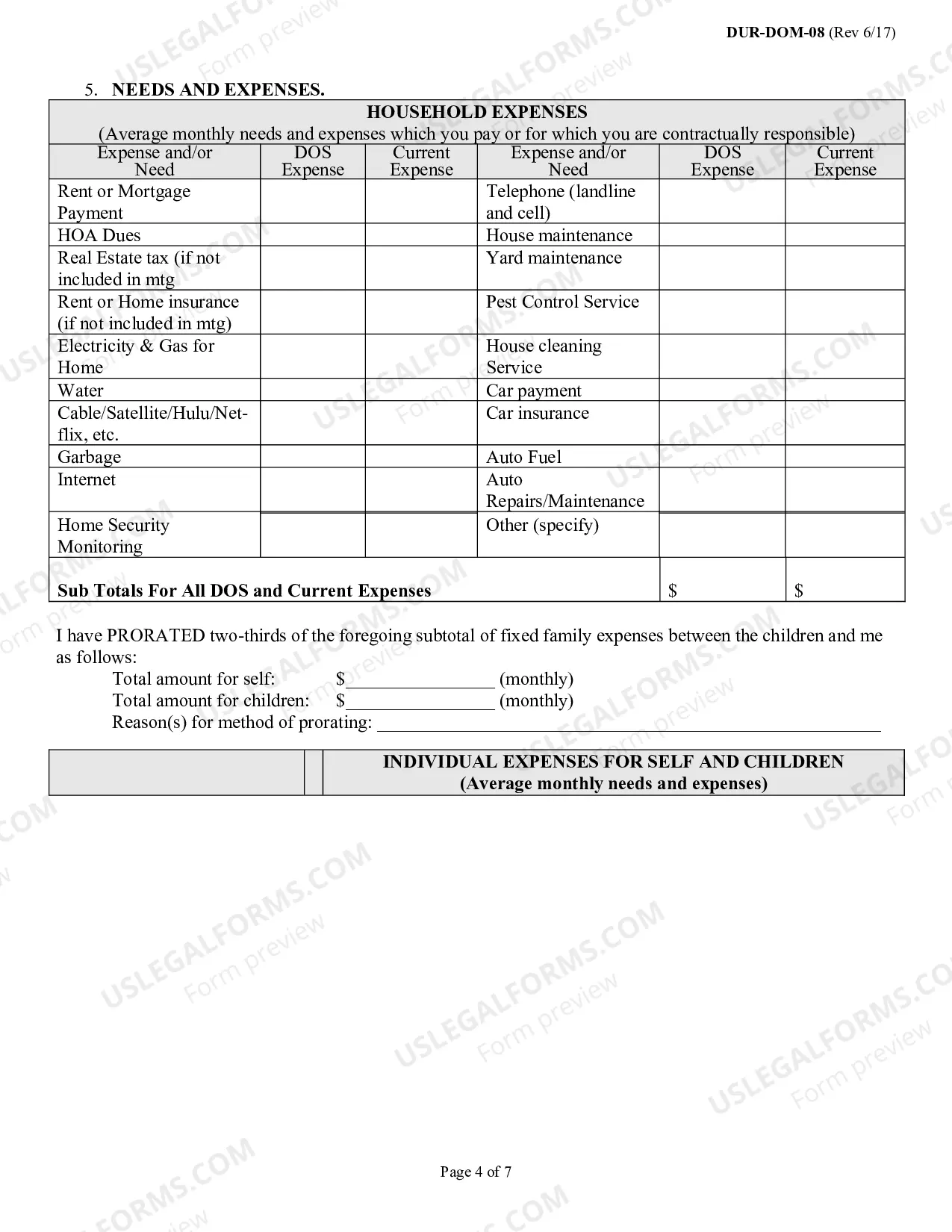 Preview DUR-DOM-08 Financial Affidavit-Rev. 6/17)