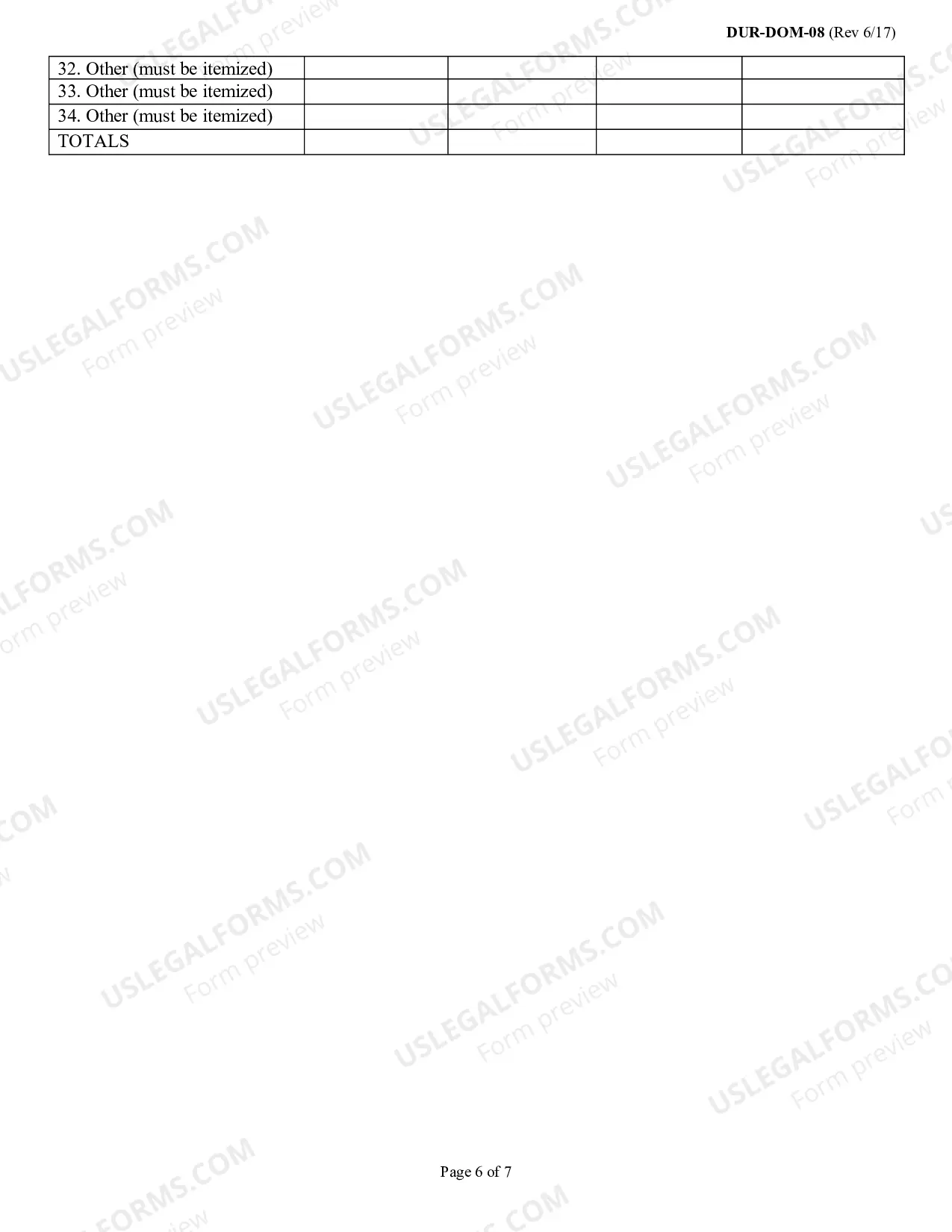 Preview DUR-DOM-08 Financial Affidavit-Rev. 6/17)