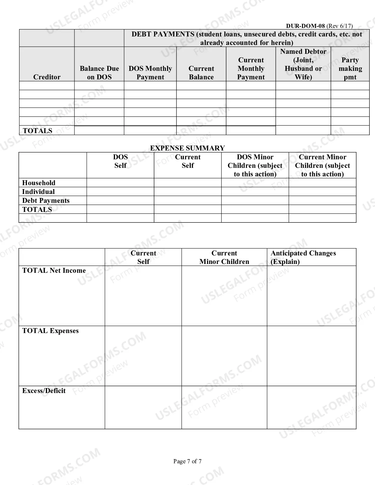 Preview DUR-DOM-08 Financial Affidavit-Rev. 6/17)