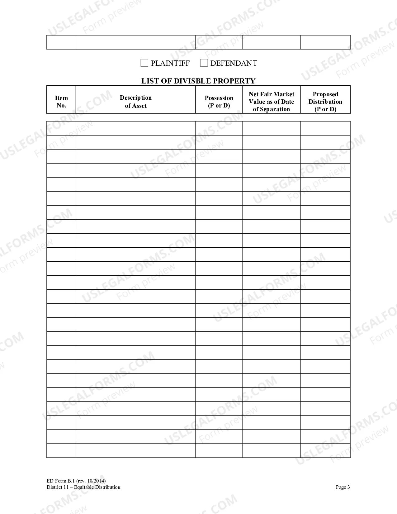 Preview Equitable Distribution Inventory Affidavit