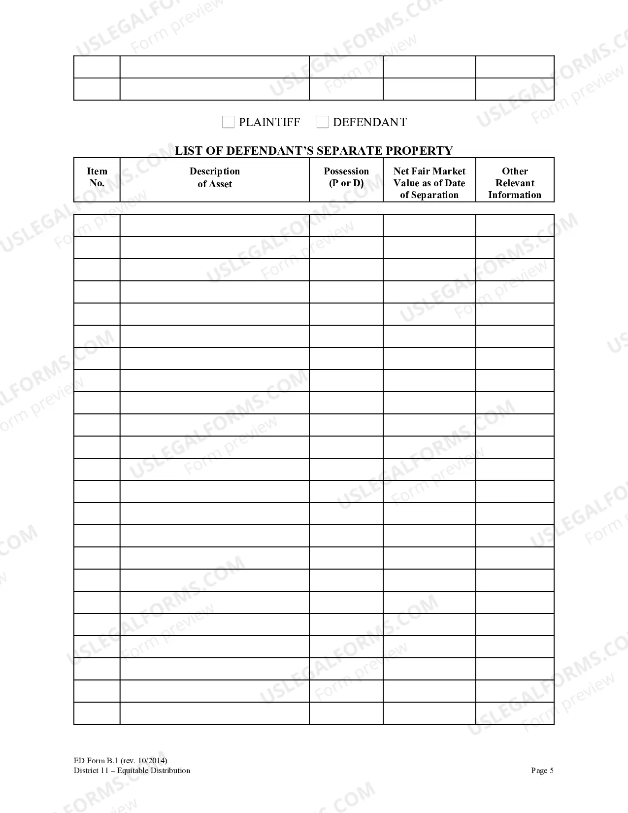 Preview Equitable Distribution Inventory Affidavit