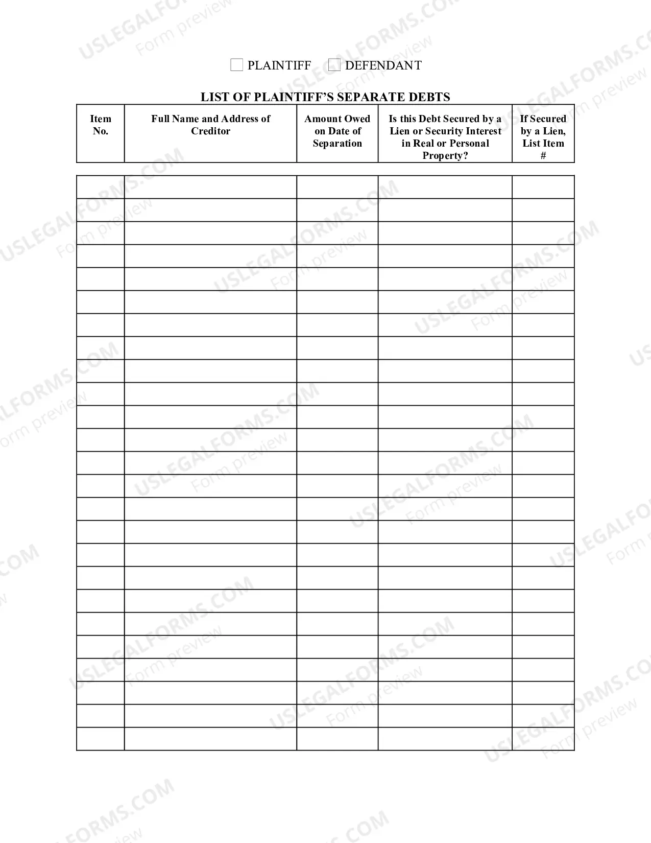 Preview Equitable Distribution Inventory Affidavit