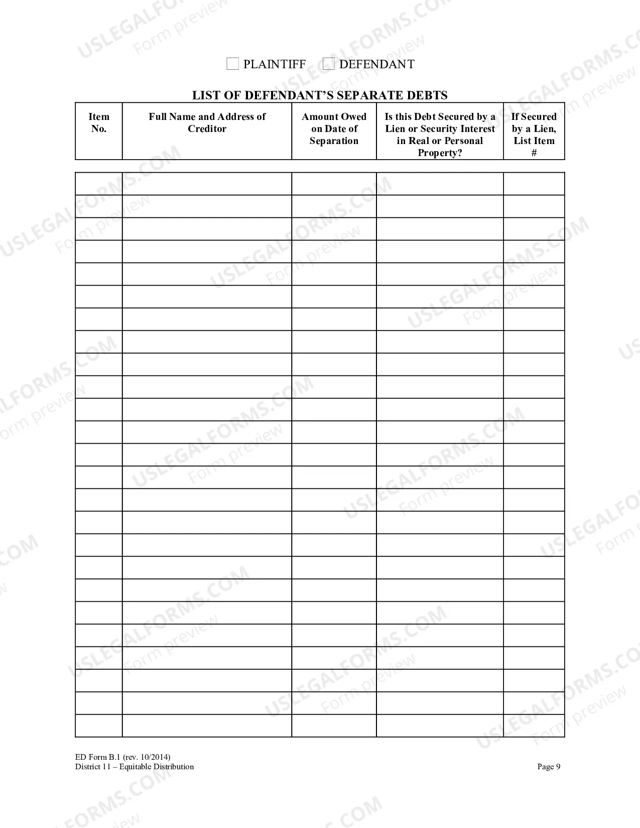 Preview Equitable Distribution Inventory Affidavit