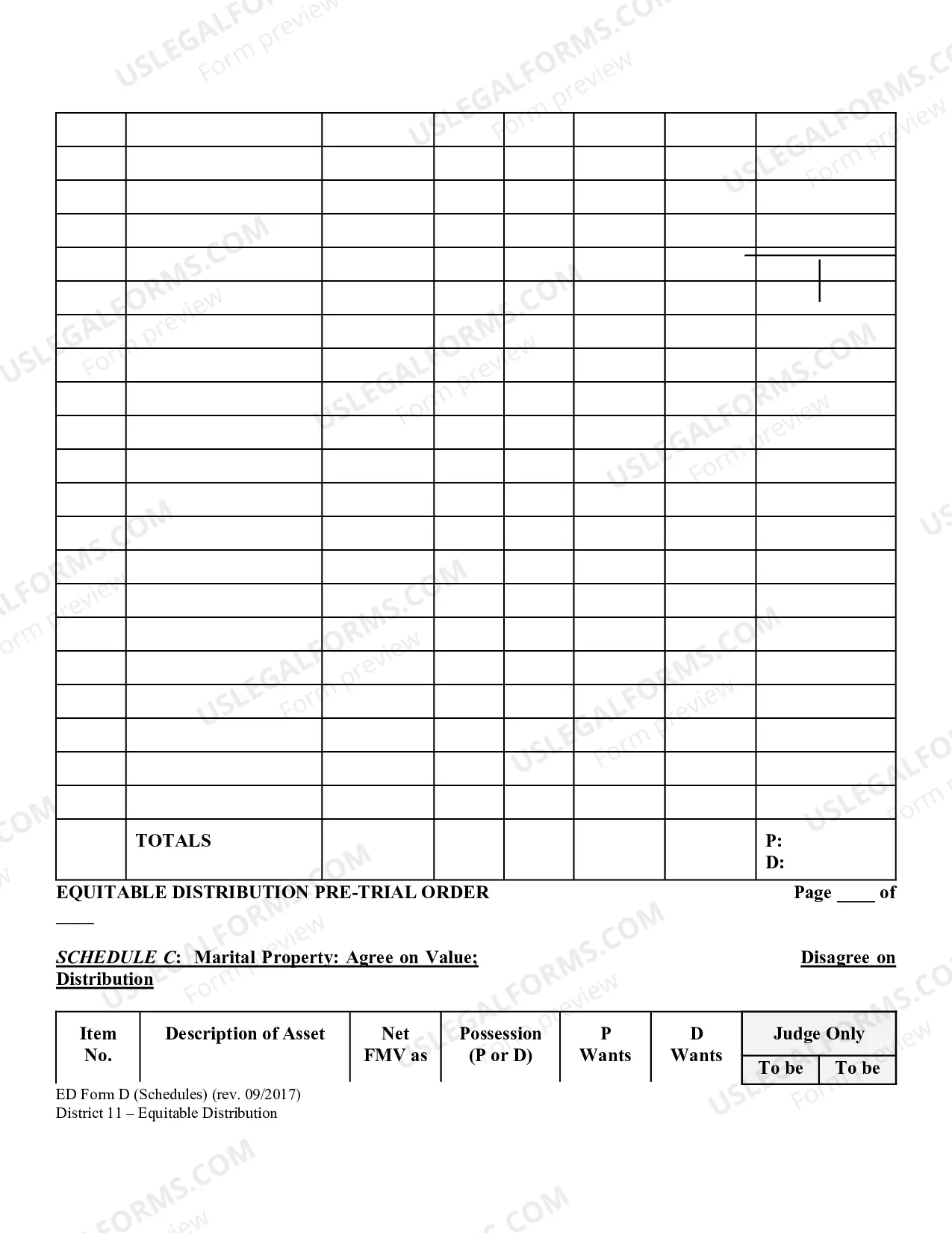 Preview Equitable Distribution Pretrial Order