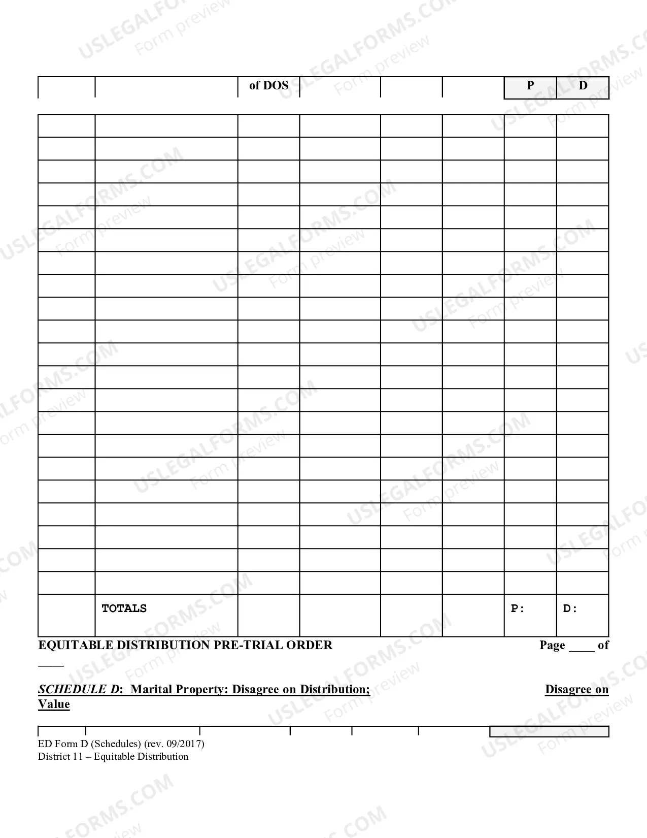 Preview Equitable Distribution Pretrial Order