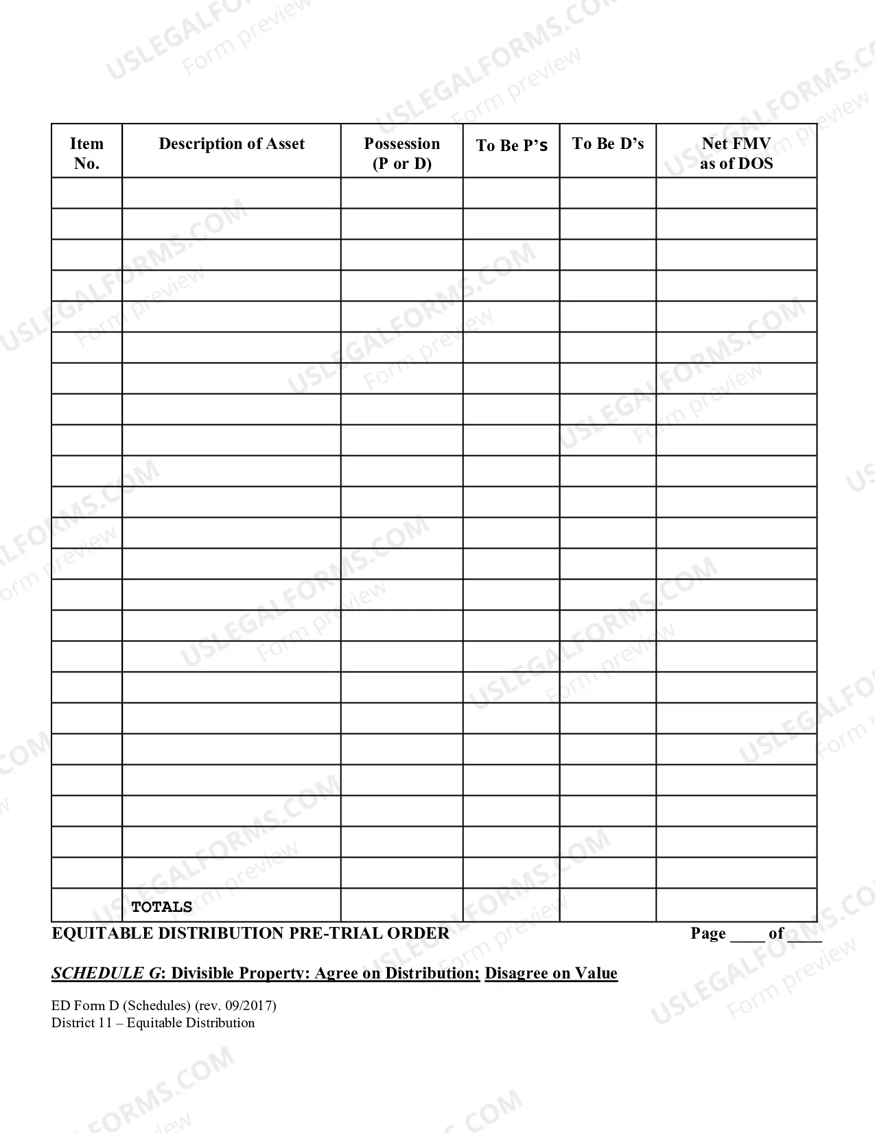 Preview Equitable Distribution Pretrial Order