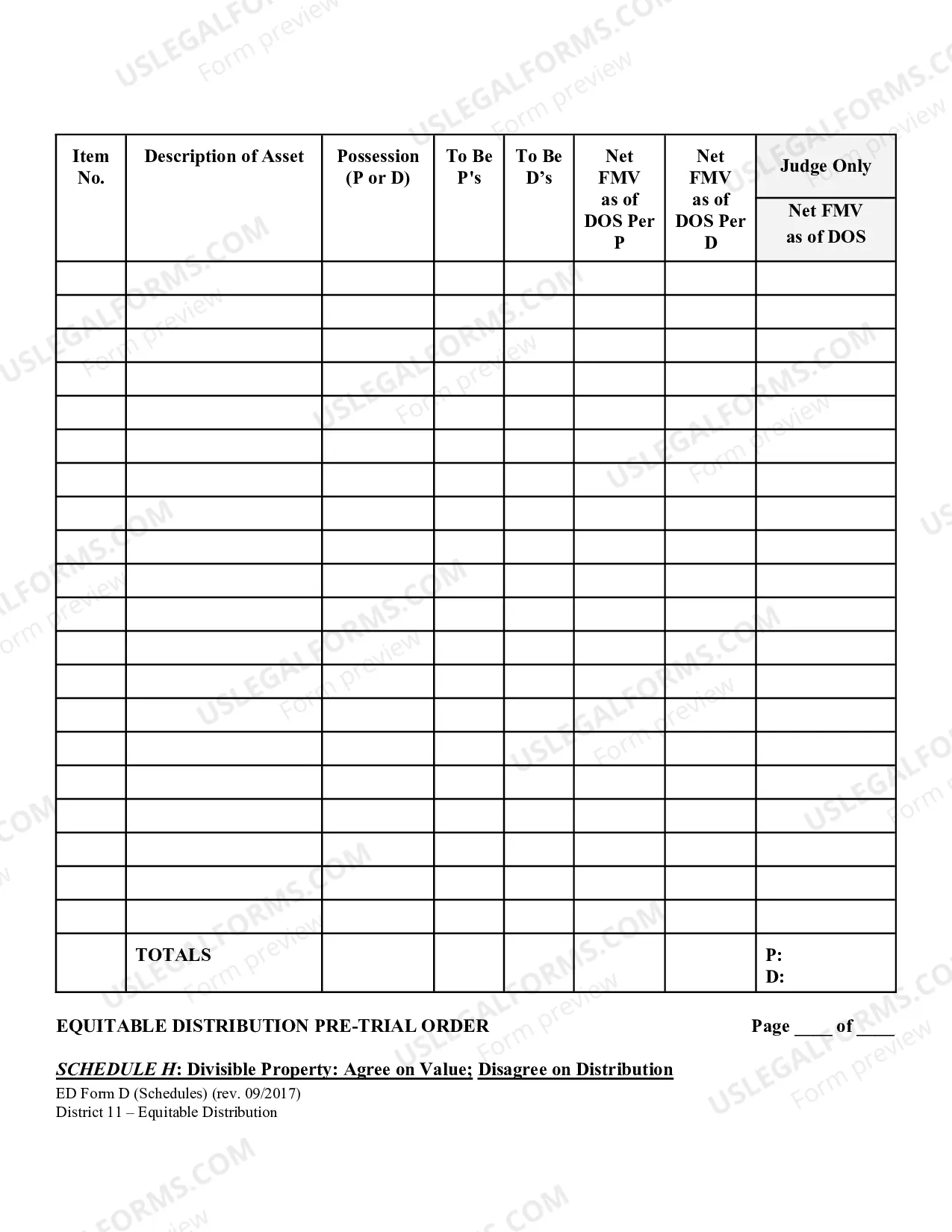 Preview Equitable Distribution Pretrial Order