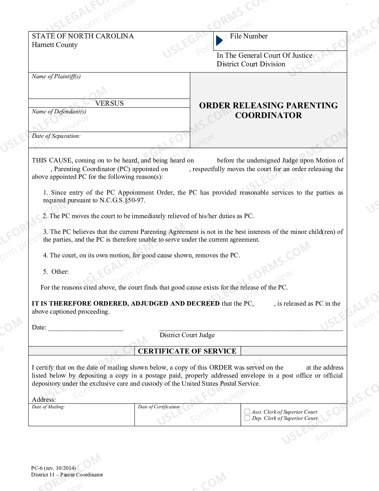Preview Order Releasing Parenting Coordinator