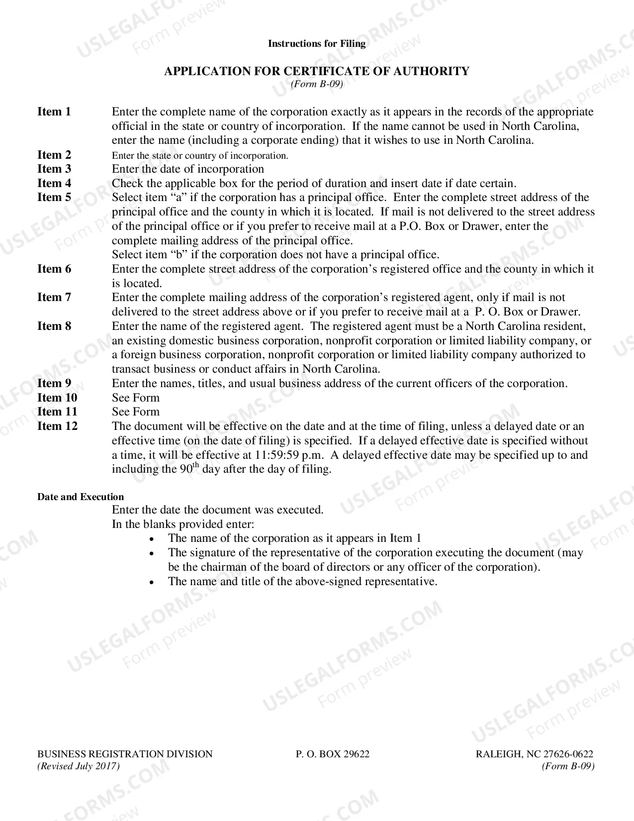 Preview Application For Certificate of Authority