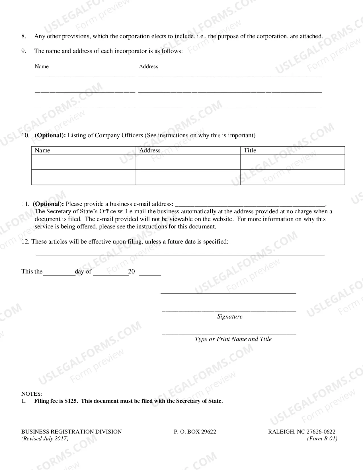 Preview Articles of Incorporation