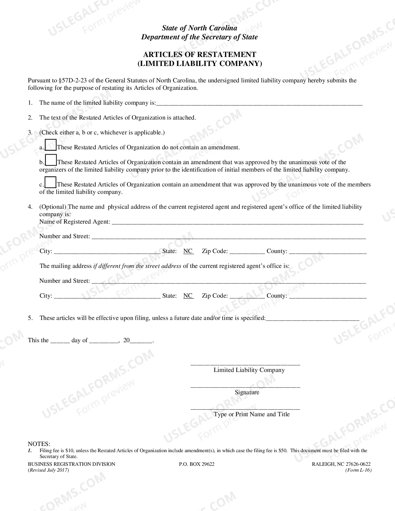Preview Articles of Restatement