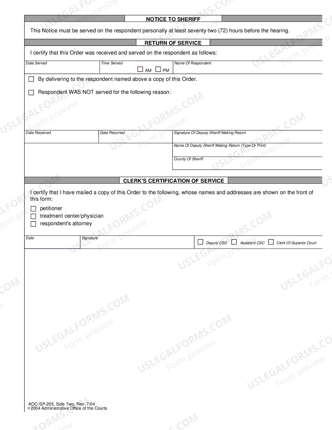 Preview Order to Appear at Supplemental Hearing for Involuntary Commitment