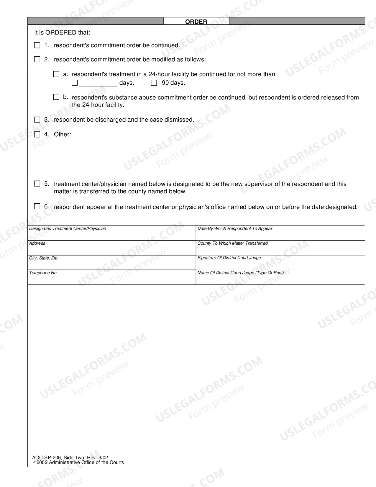 Preview Order Supplemental Hearing on Involuntary Commitment