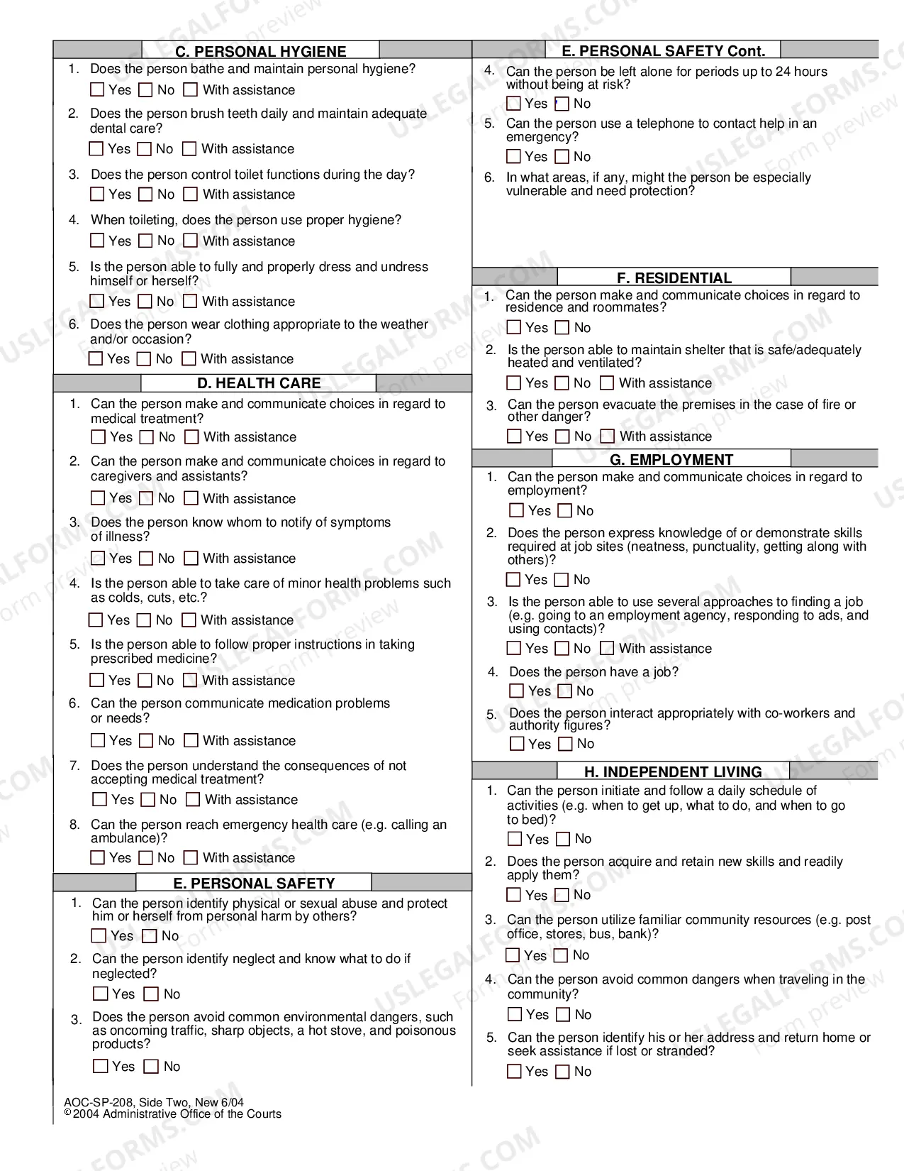 Preview Guardianship Capacity Questionnaire