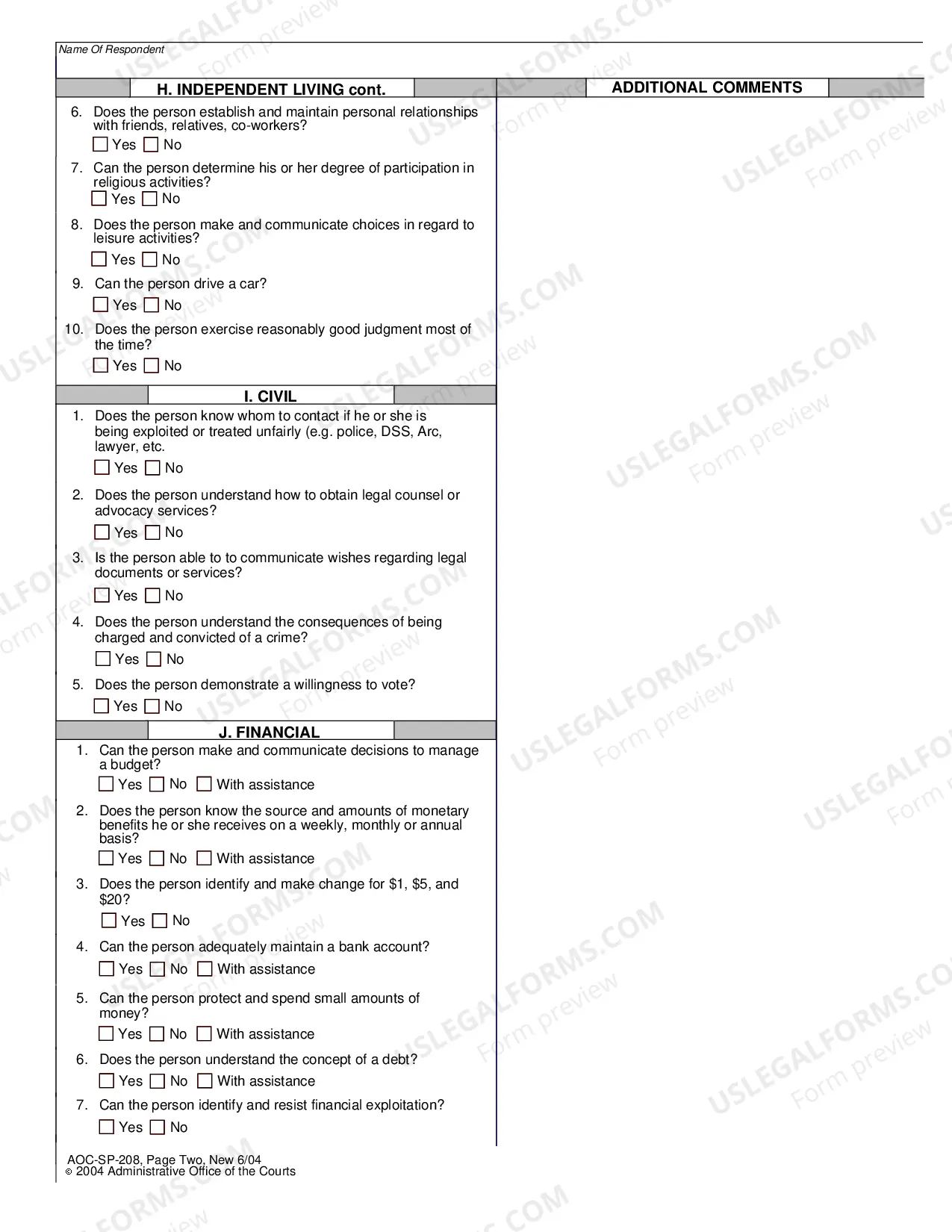 Preview Guardianship Capacity Questionnaire