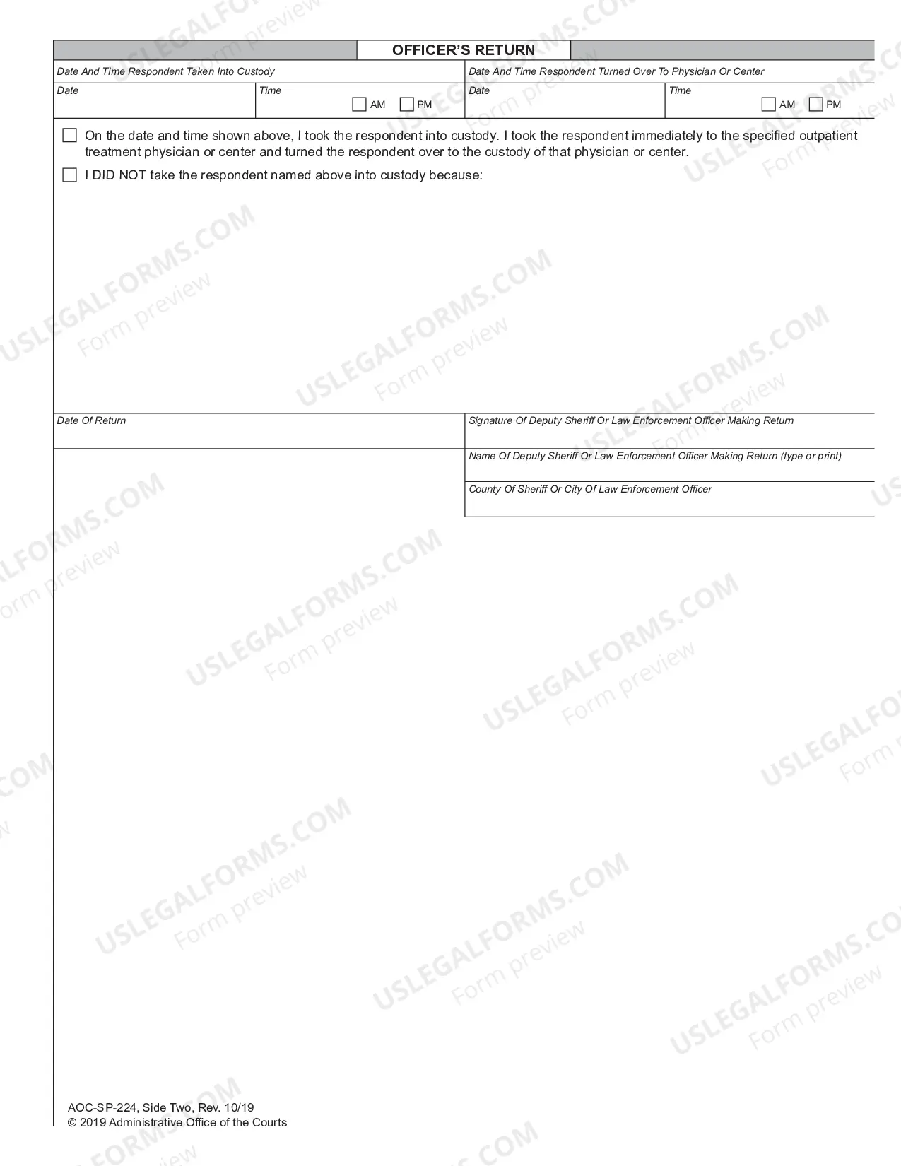 Preview Request for Transportation Order and Order - Outpatient Fails to Appear for Prehearing Examination