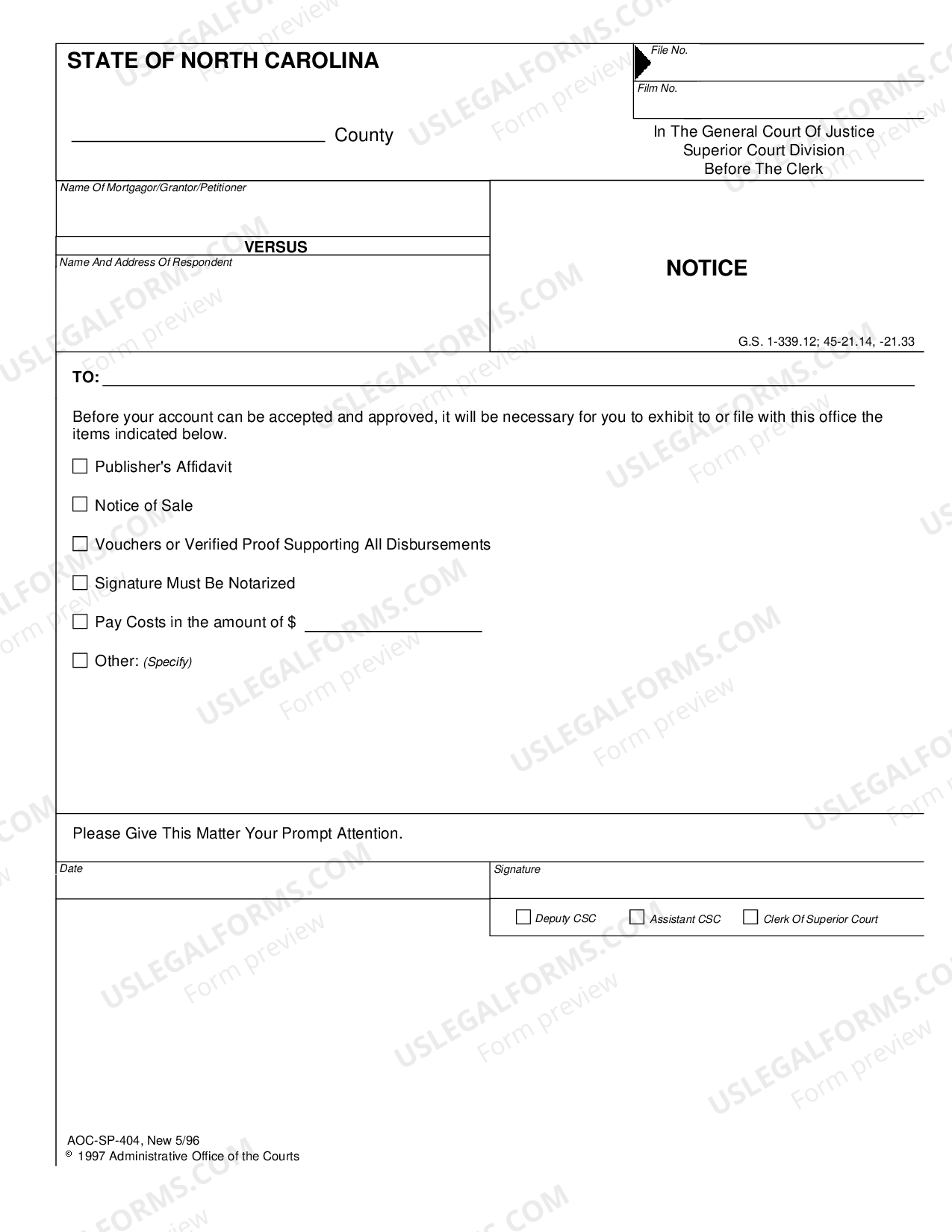 North Carolina Notice | US Legal Forms
