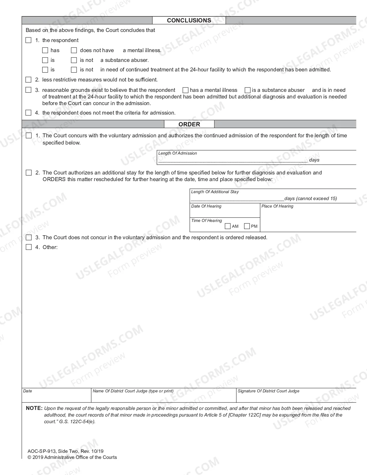 Preview Order Voluntary Admission of Minor