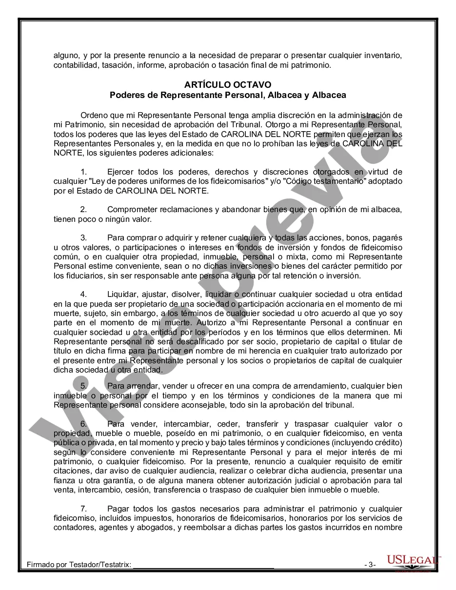 Preview Formulario de última voluntad y testamento legal para persona soltera sin hijos