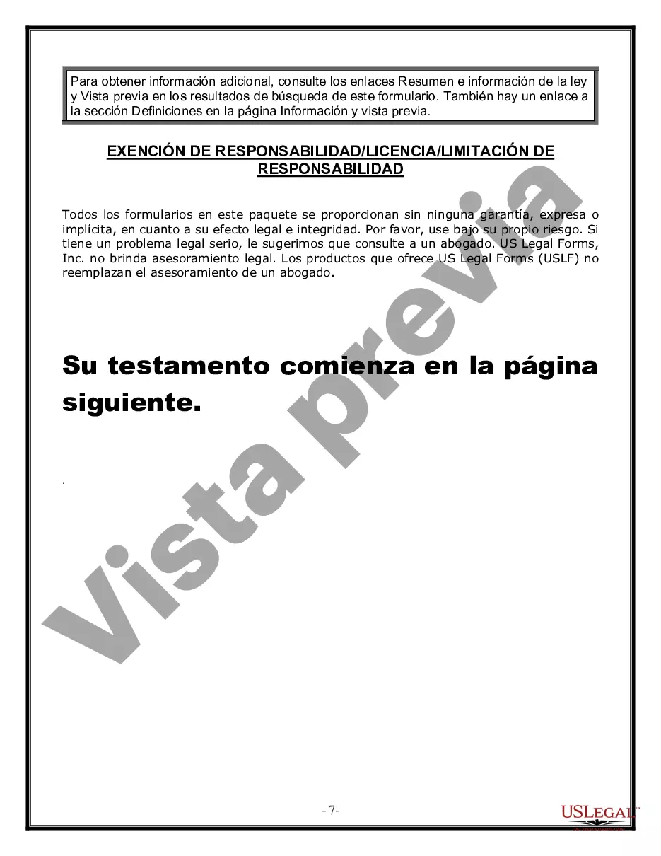 Preview Formulario de última voluntad y testamento legal para persona soltera sin hijos