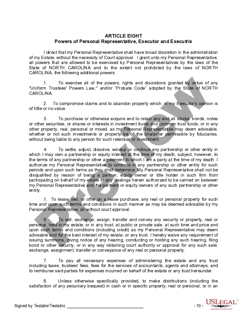 Preview Last Will and Testament for Single Person with No Children