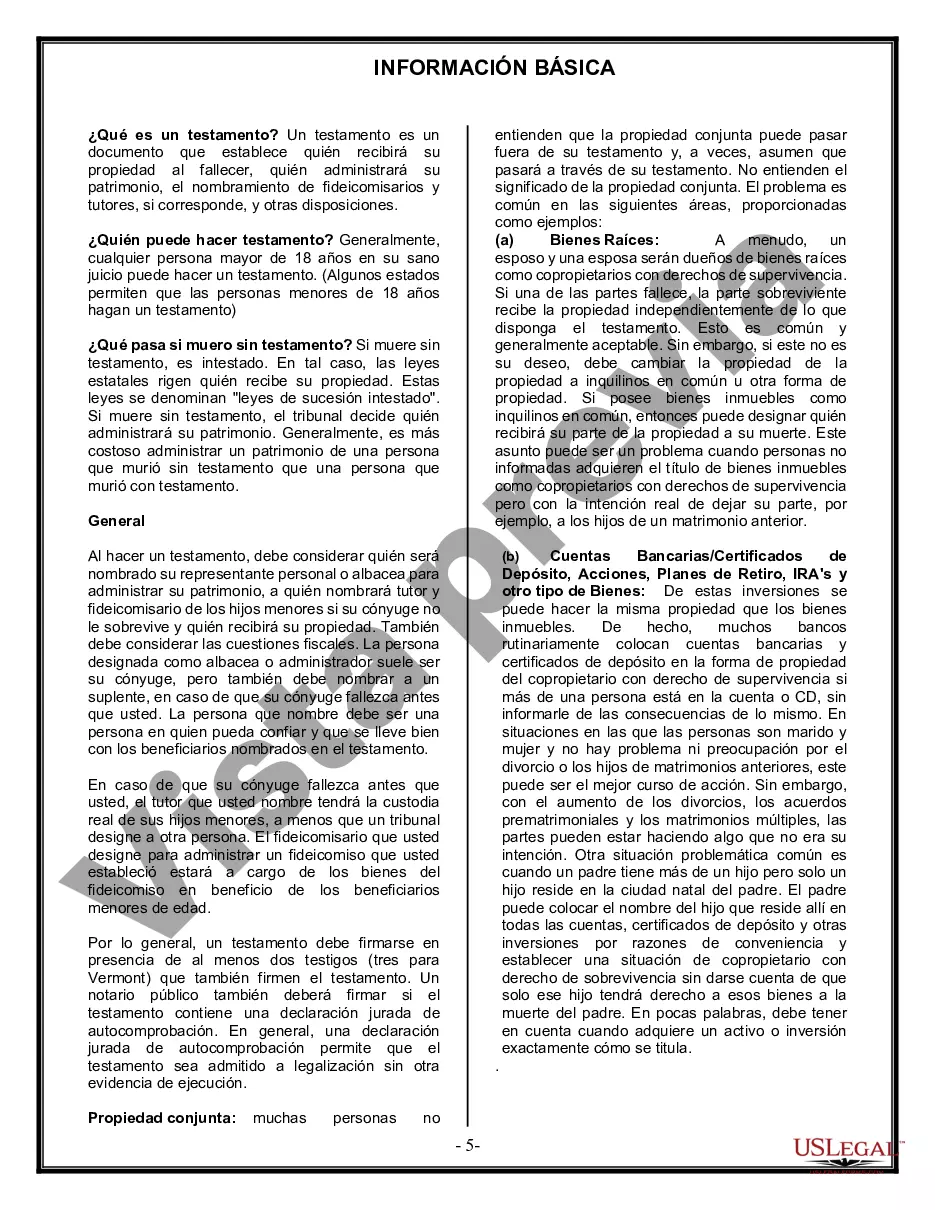 Preview Formulario Legal de Última Voluntad y Testamento para una Persona Soltera con Hijos Menores