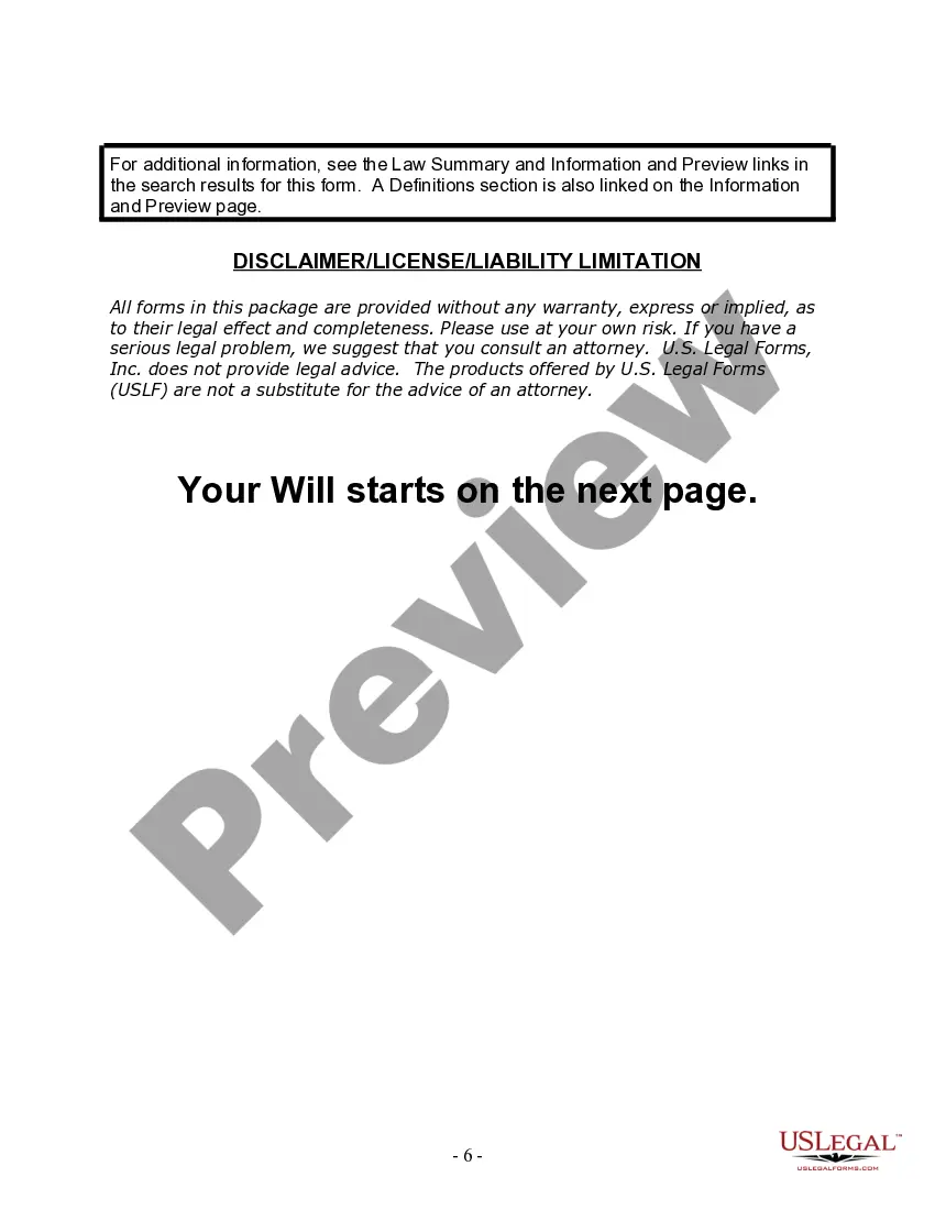 Preview Last Will and Testament for a Single Person with Minor Children