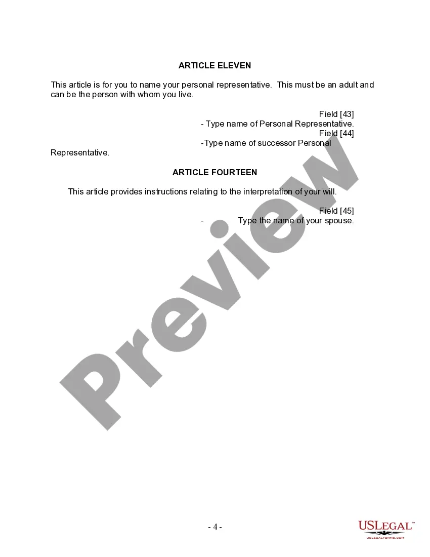 Preview Last Will and Testament for Married person with Minor Children from Prior Marriage