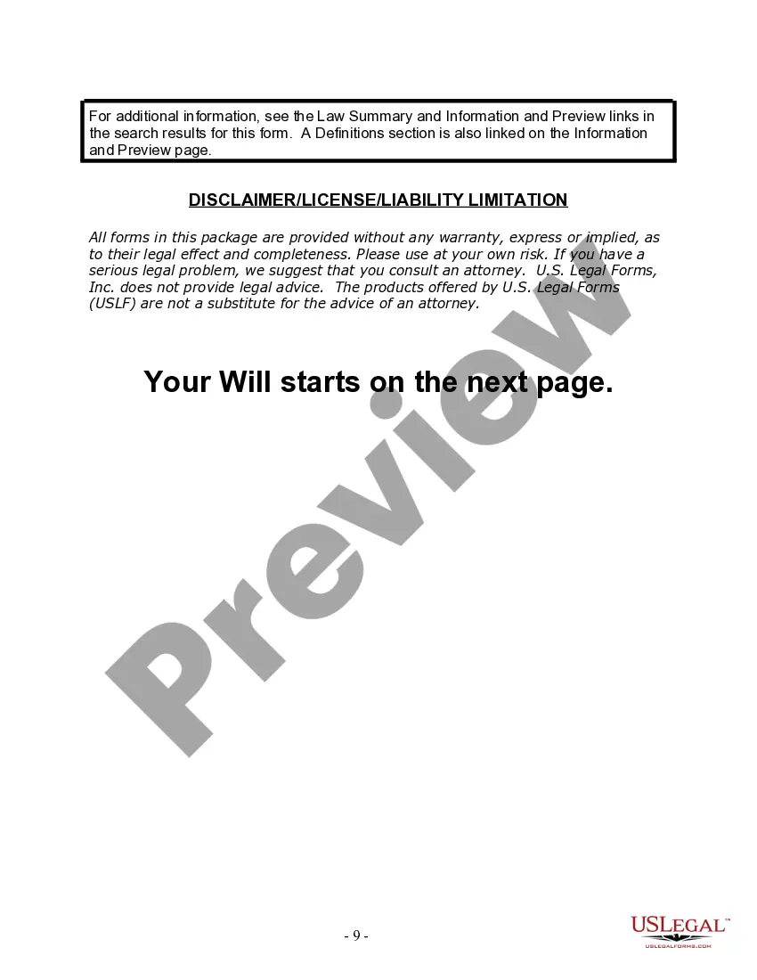 Preview Last Will and Testament for Married person with Minor Children from Prior Marriage
