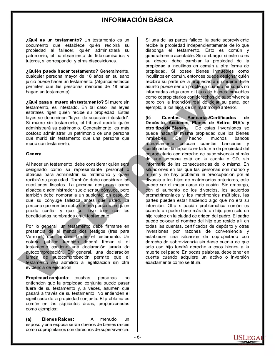 Preview Formulario de última voluntad y testamento legal para una persona casada con hijos adultos de un matrimonio anterior