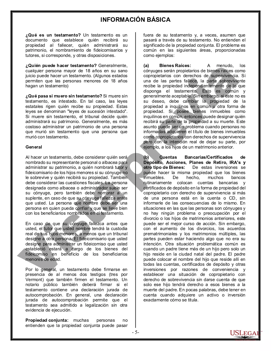 Preview Paquete de Voluntades Mutuas con Últimas Voluntades y Testamentos para Pareja Casada con Hijos Adultos