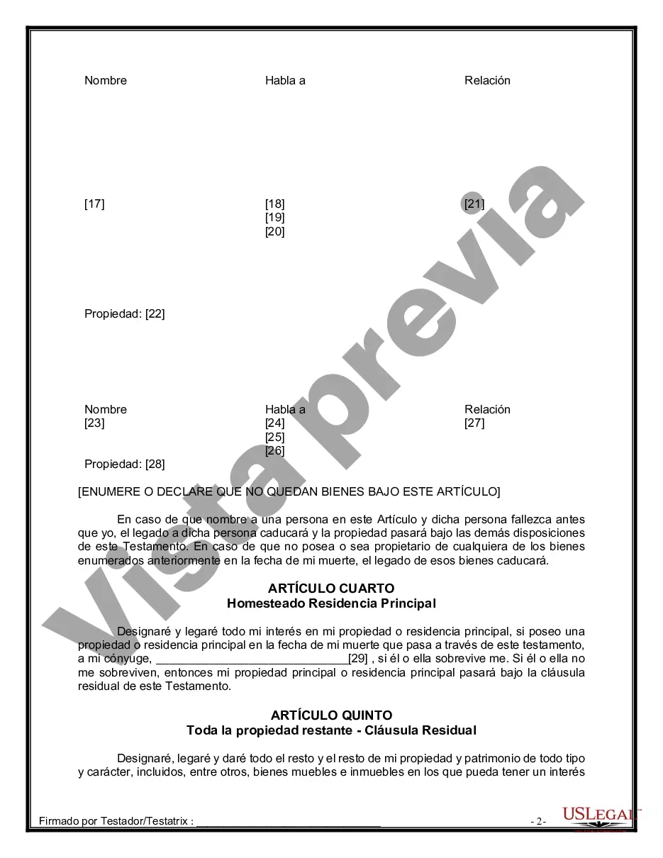 Preview Paquete de Voluntades Mutuas con Últimas Voluntades y Testamentos para Pareja Casada con Hijos Adultos