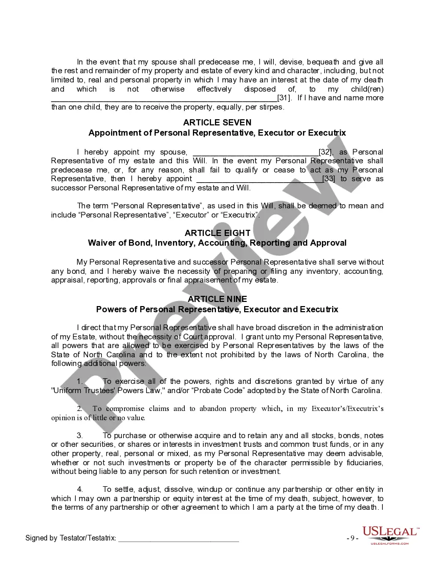 Preview Mutual Wills Package for Married Couple with Adult Children