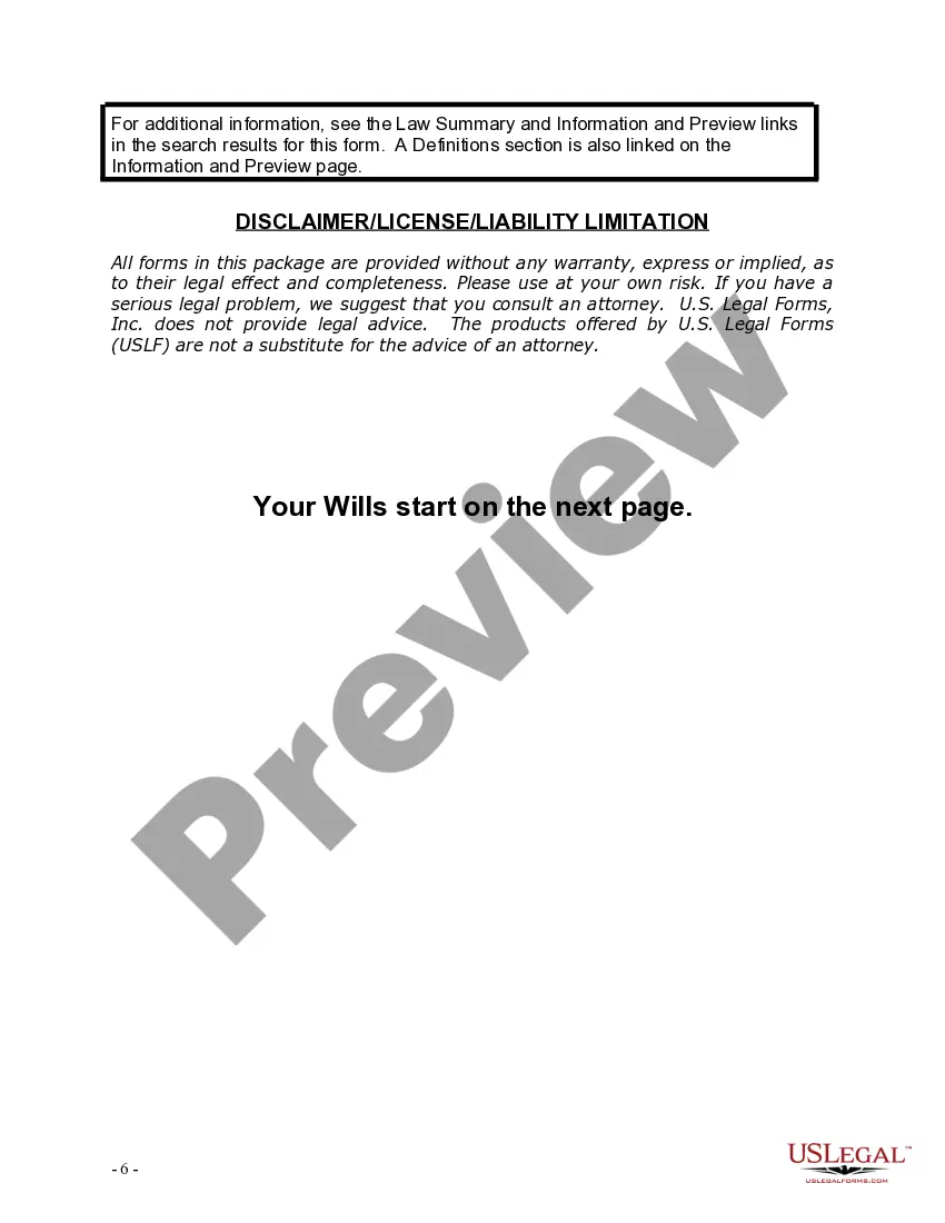 Preview Mutual Wills Package for Married Couple with Adult Children