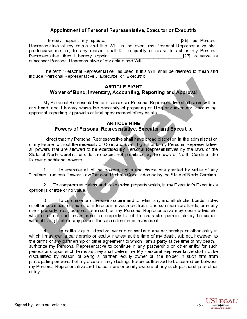 Preview Mutual Wills Package for Married Couple with No Children