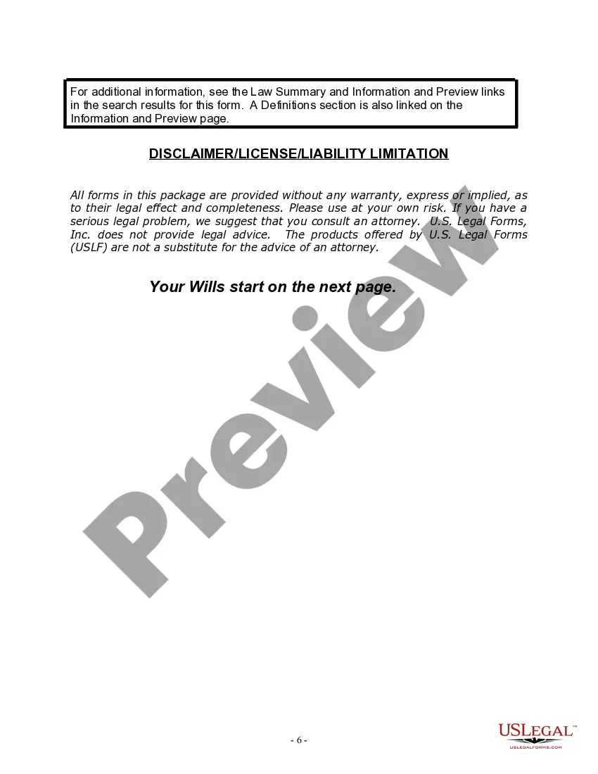 Preview Mutual Wills Package for Married Couple with No Children