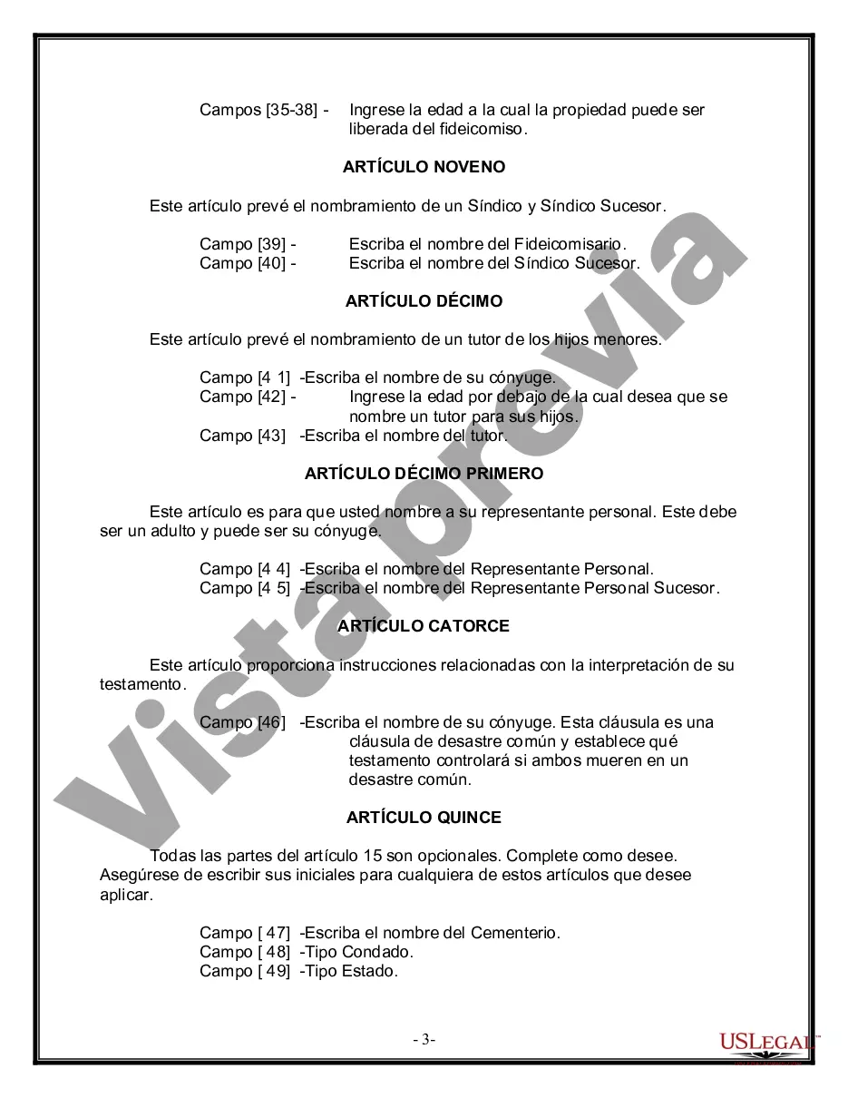 Preview Paquete de Voluntades Mutuas con Últimas Voluntades y Testamentos para Pareja Casada con Hijos Menores