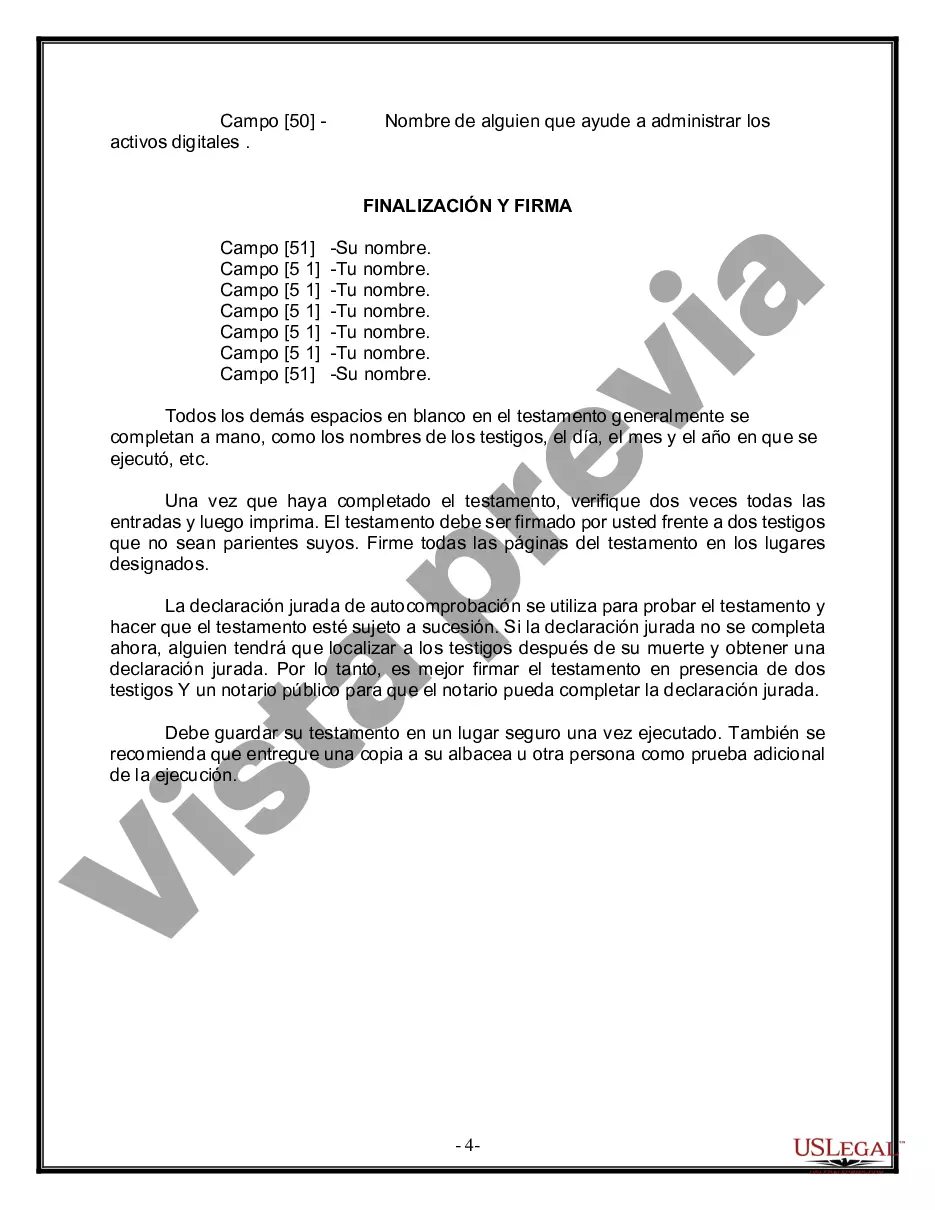 Preview Paquete de Voluntades Mutuas con Últimas Voluntades y Testamentos para Pareja Casada con Hijos Menores