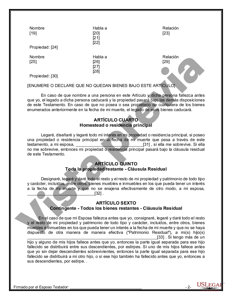 Preview Paquete de Voluntades Mutuas con Últimas Voluntades y Testamentos para Pareja Casada con Hijos Menores