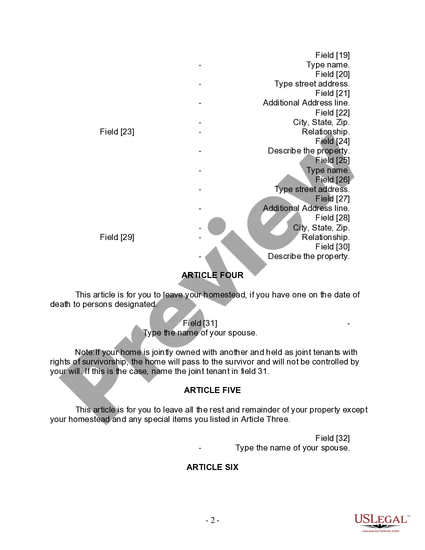 Preview Mutual Wills Package for Married Couple with Minor Children