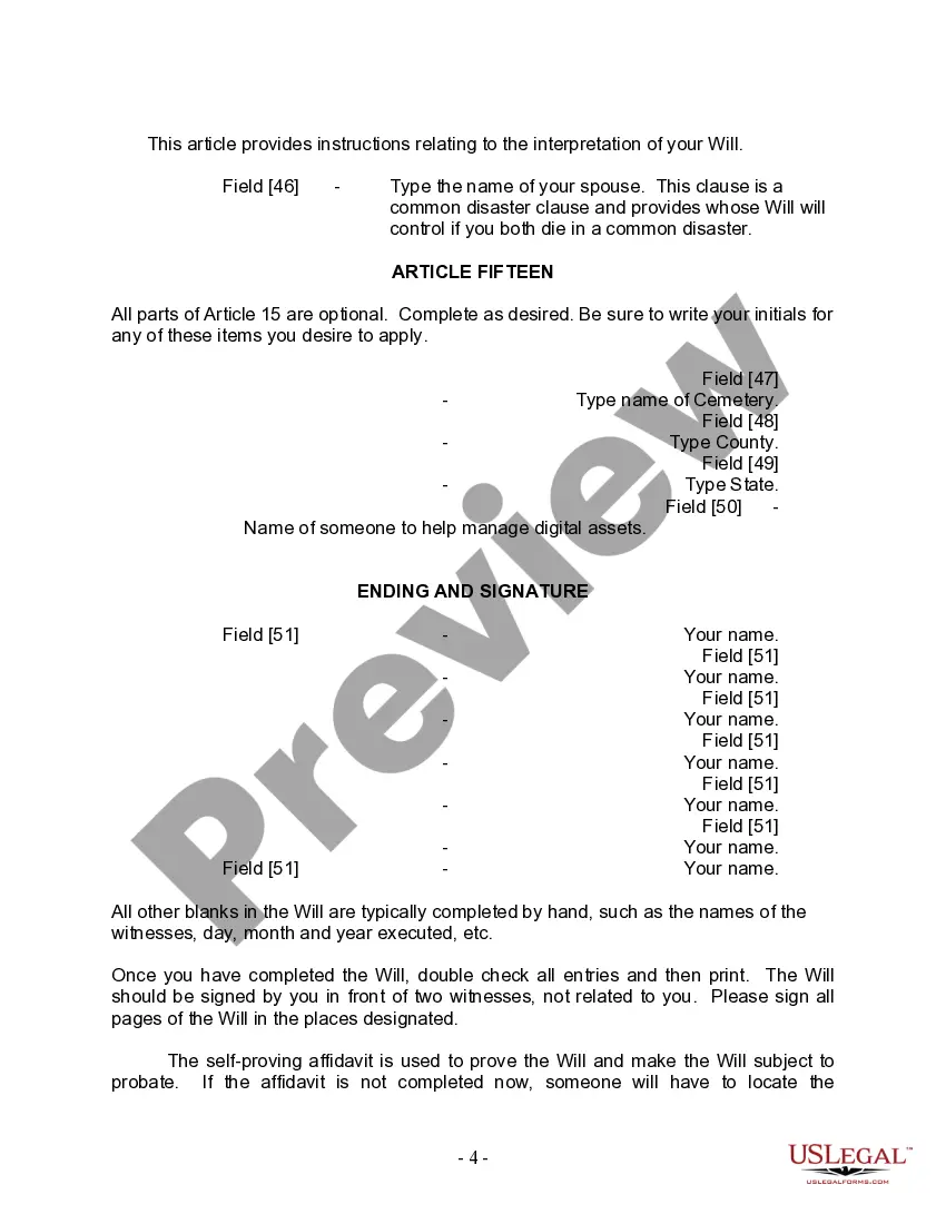 Preview Mutual Wills Package for Married Couple with Minor Children