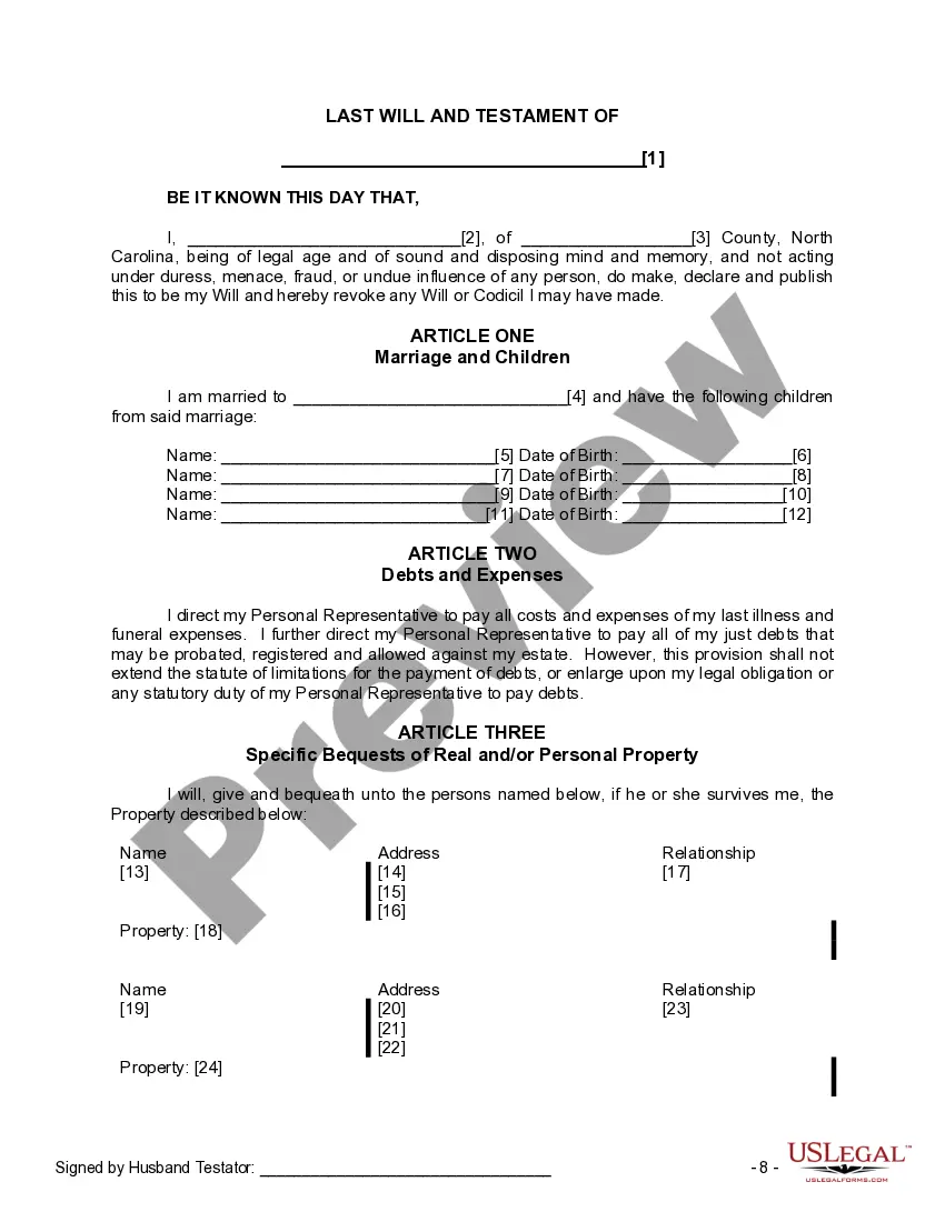 Preview Mutual Wills Package for Married Couple with Minor Children