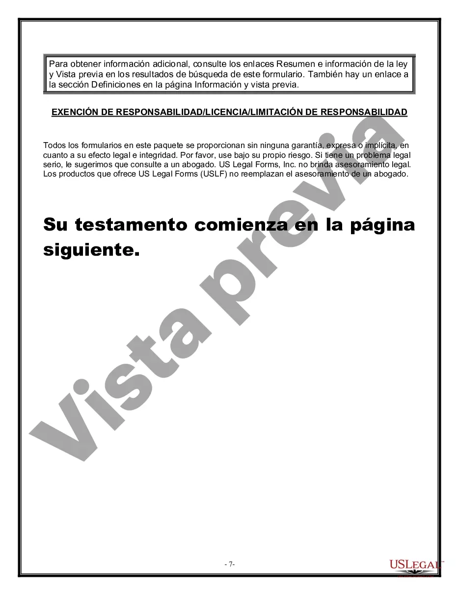 Preview Formulario Legal de Última Voluntad y Testamento para Viuda o Viudo con Hijos Menores