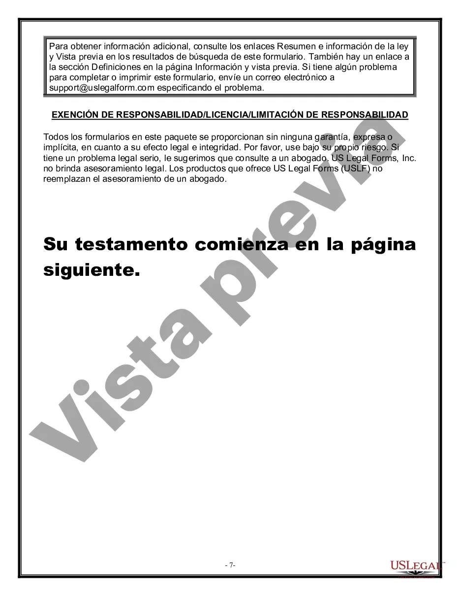 Preview Formulario de última voluntad legal para una viuda o viudo sin hijos