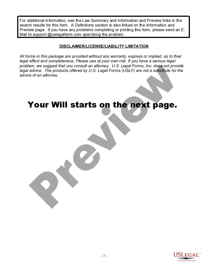 Preview Last Will for a Widow or Widower with no Children