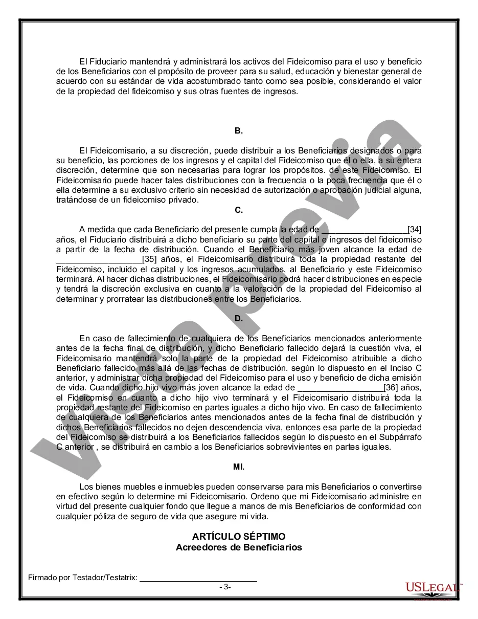Preview Formulario Legal de Última Voluntad y Testamento para una Viuda o Viudo con Hijos Adultos y Menores