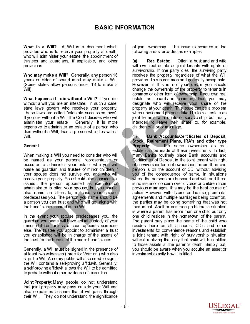 Preview Last Will and Testament for a Widow or Widower with Adult and Minor Children