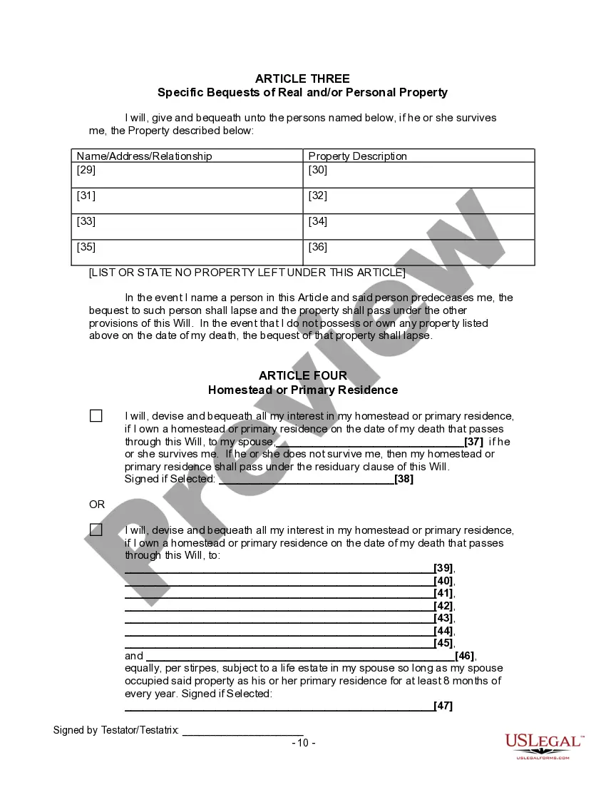 Preview Last Will and Testament for Divorced and Remarried Person with Mine, Yours and Ours Children